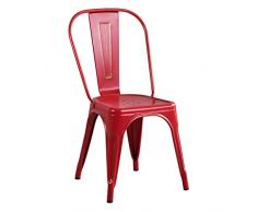 Milani Home s.r.l.s. Sedia in Metallo di Design Moderno Industrial Vintage Colore Rosso Antico Ossidato per Sala da Pranzo Bar Ristorante Soggiorno