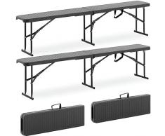 GOVITA - Panca da Birreria, Set da 2 Panchine Pieghevoli, Portatil | Panca Pieghevole a metà 183cm Panca Birreria, Pieghevole in Acciaio e Plastic (2, Rattan)