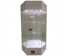 RT-OSXE Vetrina Acrilica Trasparente, Scatola Portaoggetti A LED Antipolvere con Serratura Porta, Espositore Oggetti da Collezione per Giocattoli Modello di Gioielli da Orologio, 5 Colori