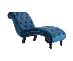 vidaXL Cislonga Imbottita Relax Ergonomica Trapuntata Chaise Lounge Sedia a Sdraio Lusso Elegante Morbida Ottomana Blu in Velluto