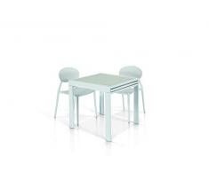 Fashion Commerce Tavolo FC941, Vetro^Metallo, Bianco, 90 X 90-180 X 90 Cm