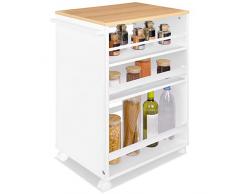 bomoe carrello da cucina carrello di servizio su rotelle con 3 livelli regolabili - legno FSC® di alta qualità carrello universale cucine da bagno - carrello da nicchia Bengt rovere e bianco