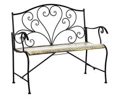 Outsunny Panchina da Giardino in Ferro, Panca da Esterno in Stile Vintage 2 Posti, 100x 50x88cm, Nero