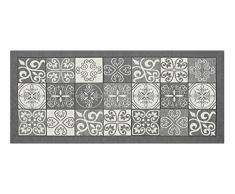 BIANCHERIAWEB Tappeto cucina antiscivolo lavabile, Passatoia cucina misura 55x190 cm, Tappeto cucina Made in Italy con Disegno Maiolica Grigio, Tappeto Runner Lavabile e Stirabile