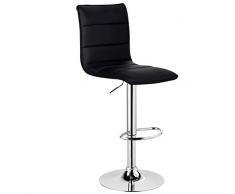 WOLTU BH15sz-1 Sgabello da Bar Elegante Moderno Sedia Alta con Schienale Poggiapiedi Similpelle Cromato Altezza Regolabile Girevole per Cucina Ristorante 1 Pezzo Nero