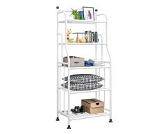Scaffalatura a 5 piani scaffali di stoccaggio Rack Heavy Duty organizzatore in metallo pianta scaffale per lavanderia bagno cucina dispensa armadio interno / esterno (Bianco, 5 piani )