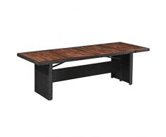 vidaXL Legno Massello e Polyrattan Tavolo da Giardino 240x90x74 cm Tavola