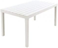 Tomaino - Tavolo da Giardino in Plastica con Effetto Legno, Tavolo da Esterno Moderno E Resistente (Bianco)