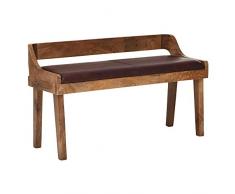 KADIMA DESIGN seduta in pelle 108 centimetri di pelle panchina corridoio panchina schienale Panchina in legno massello