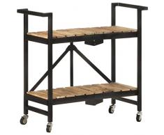 JKYOU Carrello da Cucina 87x36x81 cm Legno di Mango massello con design pieghevole