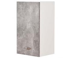 Shally Dogan Pensile da Cucina a Parete, Armadio Sospeso in Legno con Anta Singola 1 Ripiano e 2 Scomparti, Armadietto da Muro Spazioso e Resistente, Dimensioni 40 x 32 x 72H cm … (Grigio Cemento)