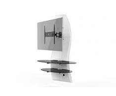 Meliconi Ghost Design 2000 Rotation Bianco - Supporto Doppio Braccio Orientabile per TV da 32" a 63" con Mensole in Vetro Temperato