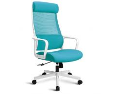 Sedia da Ufficio,Ergonomica,Lombare Reclinabile,Girevole in Rete,Traspirante,Altezza Regolabile,Max Portata di 150 kg,Blu