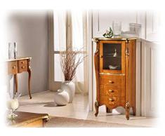 Vetrinetta Classica con intarsi, vetrinetta da Salotto con Dettagli Dorati, vetrina Bassa da Salotto Multiuso, Mobile Artigianale Made in Italy.