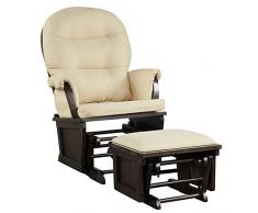 LIFEZEAL Poltrona a Dondolo con Poggiapiedi, Sedia a Dondolo Ergonomica in Legno Massiccio, Carico Max 180 KG, Poltrona Relax con Fodera per Cuscino Rimovibile per Balcone, Terrazza, Soggiorno