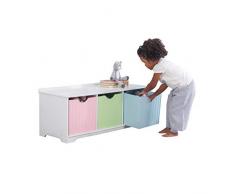 Kidkraft 14565 Nantucket - Panca in Legno con 3 Cassettoni Portaoggetti, per la Cameretta dei Bambini, Colori Pastello