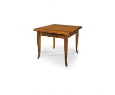 InHouse srls Tavolo allungabile a libro, arte povera, in legno massello e mdf con rifinitura in noce lucido - Mis. 90 x 90 x 78