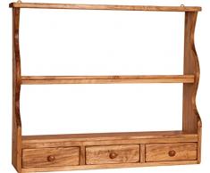 Biscottini Piattaia in Legno da Parete 79x18x68 cm Made in Italy | Piattaia Shabby in Legno massello | Piattaia Shabby Chic da Parete