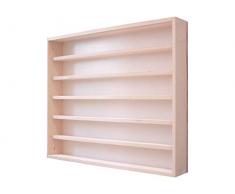 Alsino V22 Vetrina espositiva | 60 x 58 x 8,5 cm | in Legno di Betulla Non trattato | 6 Ripiani | 2 Ante plexiglass scorrevoli | Modellismo | Collezionismo | Scala N e H0