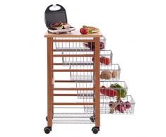 Arredamenti Italia Carrello Cucina OLIVER, Legno - 6 Cestelli - Finitura Ciliegio Ar-It il cuore del legno