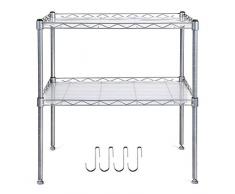 1HOMFA Scaffale Cucina Organizzatore Con 2 Ripiani Mensola Inox Altezza Regolabile Di Griglia