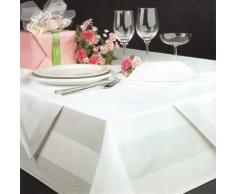 DHT Baumwolle - Tovaglia damascata, colore: Bianco, 130 x 220 cm, lavabile fino a 95°