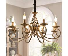 Lampadario Rustico, 6/8 Luci Francesi Paese Lampadari, Black Metal Lampadario A Sospensione, Sospensione Per Le Lampade Per Isola Cucina Farmhouse, Sala Da Pranzo, Foyer,Rust,8heads