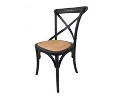 Totò Piccinni Sedia in Legno Design Cross, Seduta Intreccio Rattan, Alta QUALITA (Nero Antico, 1)