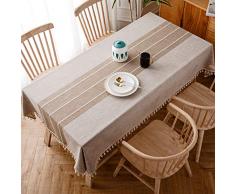 J-MOOSE - Tovaglia in cotone e lino, protezione contro la polvere, decorazione per tavolo da pranzo, cucina, 140 x 220 cm, colore: Marrone chiaro