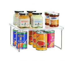 iDesign Organizer cucina, Piccolo scaffale cucina in plastica e metallo impilabile, Mensola cucina ideale per stoviglie e alimenti, trasparente e argento
