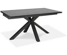 Sololed Tavolo Allungabile da 160cm a 240cm Moderno da Sala Da Pranzo con Due Allunghe Top in Ceramica su Vetro Temperato e Gambe in Metallo (Grigio Grafite)