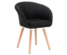 WOLTU BH74sz-1 Poltroncina con Schienale Braccioli Sedia Sgabello Poltrona per Cameretta Cucina Sala dattesa Stoffa Lino Gambe Legno Moderno Nero