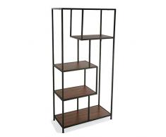 VERSA Rostock - Scaffale da Parete in Stile Industriale, libreria, in Legno truciolato, con 4 Ripiani o scaffali, libreria, Sala da Pranzo, Salotto, Marrone e Nero, 143 x 33 x 70 cm, MDF e Metallo