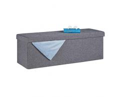 Relaxdays Cassapanca Contenitore 130L, Capiente Panca Imbottita, Pouf Pieghevole con Separatori, Ingresso, Grigio Scuro, 1 pz