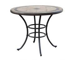 Milani Home s.r.l.s. Tavolo Rotondo Fisso in Ferro Diametro 90 Piano in Mosaico per Esterno Giardino, Portico, Ristorante, Gelateria Bar Hotel Albergo