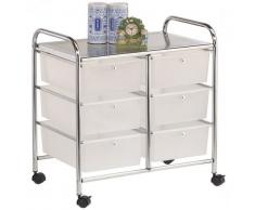 Servire e carrello cassetto carrello armadio con rotelle e ideale per cucina, bagno, ufficio, salone di bellezza parrucchiere. In acciaio INOX e plastica cassetti, 6 x Drawer