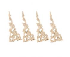 HERCHR Applique Legno 4 Pezzi Armadio ad Angolo Piattaia Cornice Camino Pannelli Decorativi per Pareti Decorazioni Intagliato per Mobili per la Casa 19,5 x 9,5 x 0,7 cm