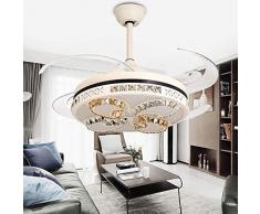 YZPFSD Ventilatore a soffitto a Scomparsa 48 Pollici di Cristallo Luce Ventilatore Ventilatore a soffitto Lampada da Letto Camera da Letto Soggiorno Sala da Pranzo Ventilatore lampadari plafonie