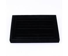 yosso Espositore Vassoio Gioielli in velluto, Vassoio di Presentazione alla Vetrina di Esposizione, Vassoio Organizer Portaoggetti per anelli, orecchini - 23 x 15 cm nero