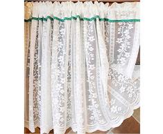 Tende a rete in stile country britannico, Tenda piccola da cucina pronta, Tenda in pizzo e vetro ricamato, Tende antipolvere Bianche-150x130cm