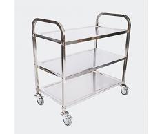 Carrello portavivande in acciaio inox 3 ripiani freni max 150kg Carrello da cucina