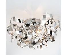 LAMPADARIO A SOFFITTO PLAFONIERA SOFFITTO PLAFONIERA FERRO ACCIAIO INOX CON ELEMENTI DECORATIVI A SPIRALE CLASSE A++ FINO E