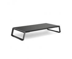 SyMonitor stand Riser con i piedi in metallo for iMac MacBook Display LCD della stampante, Lapdesk tavolo Organizzatore robusta piattaforma Salva Spazio (Dark Grana del legno) stare in piedi