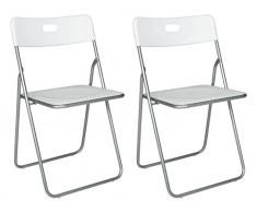 SAMIRA Sedia pieghevole bianca, sedia richiudibile mod. Easy (Bianco, 2 pz)