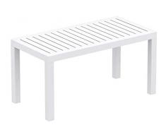 Tavolo Giardino Rettangolare Ocean in Polipropilene - Tavolino Salotto Giardino in Robusta Plastica Resistente ai Raggi UV e Facile da Pulire I Tavolo caffè da Balcone Alt. 45 cm, Colore:Bianco