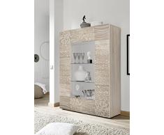 Arredocasagmb.it Mobile vetrina 2 Ante Moderno Rovere Chiaro con Serigrafia Soggiorno Madia Buffet con sportelli Design Mira 06