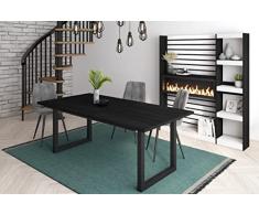Skraut Home - Tavolo da pranzo | 10 posti | 200 | Robusto e stabile grazie alla sua struttura e alle gambe solide | Ideale per le riunioni di famiglia | Nero | Stile industriale
