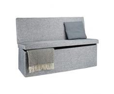 Relaxdays Panca Pieghevole con Schienale, Coperchio, Contenitore, Imbottita, Lino, Grigio, Hxlxp: 73 x 114 x 38 cm