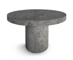 menzzo Suzie tavolo rotondo allungabile, Legno, cemento, 260 x 110 x 76 cm