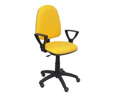 PIQUERAS Y CRESPO Modello 04CP Sedia da ufficio ergonomica con meccanismo di contatto permanente, regolabile in altezza e ruote parquet Sedile e schienale imbottiti in tessuto BALI colore giallo (BRACCIOLI FISSI INCLUSI)